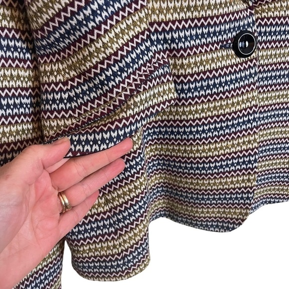 Molly Bracken Single Breasted Multicolored Zigzag Design Jacket Blazer Size M - Picture 3 of 11